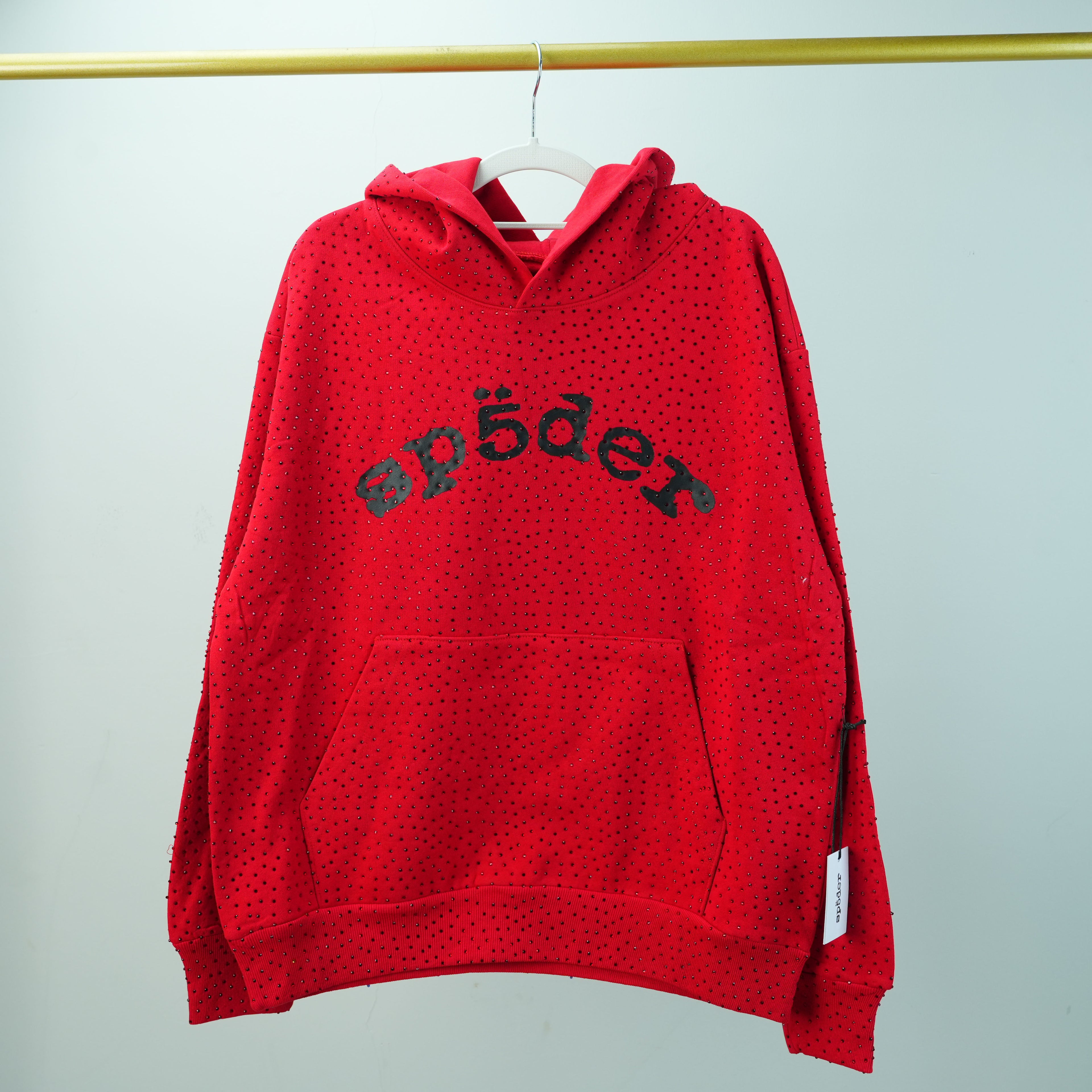RED SPARKLE WEB HOODIE