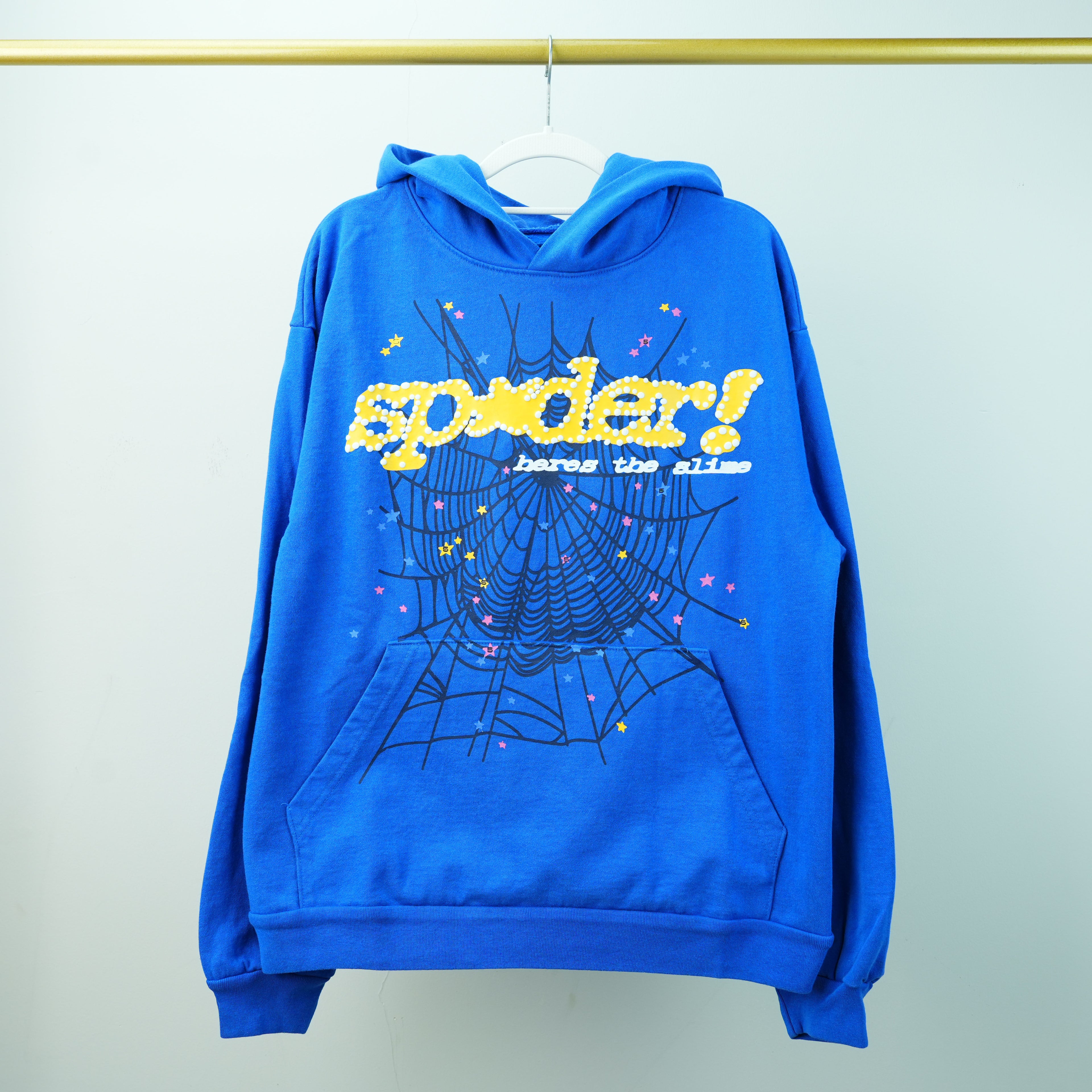 BLUE AND YELLOW WEB HOODIE