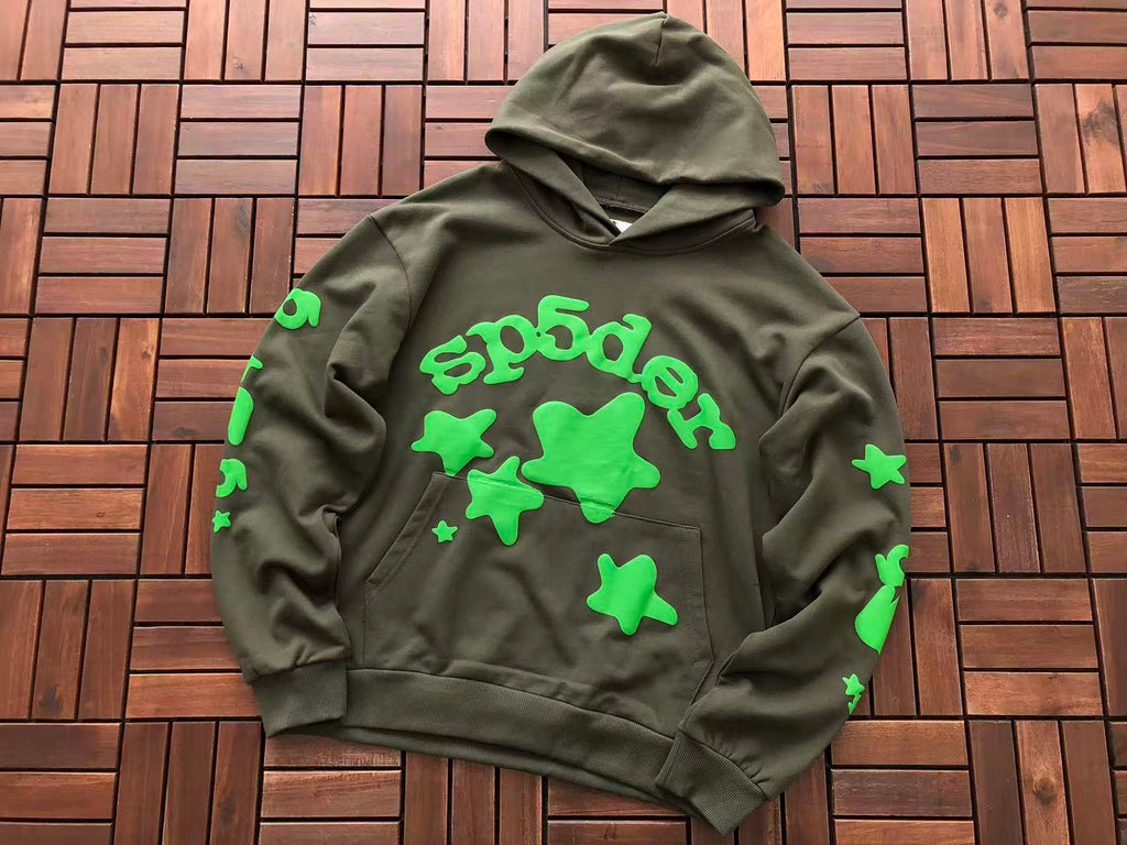 Brown and Green Web Hoodie
