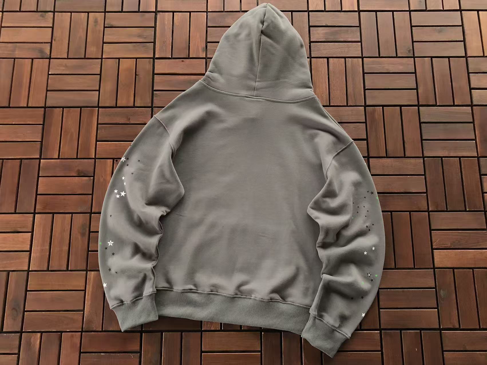 Grey and Green Web Hoodie