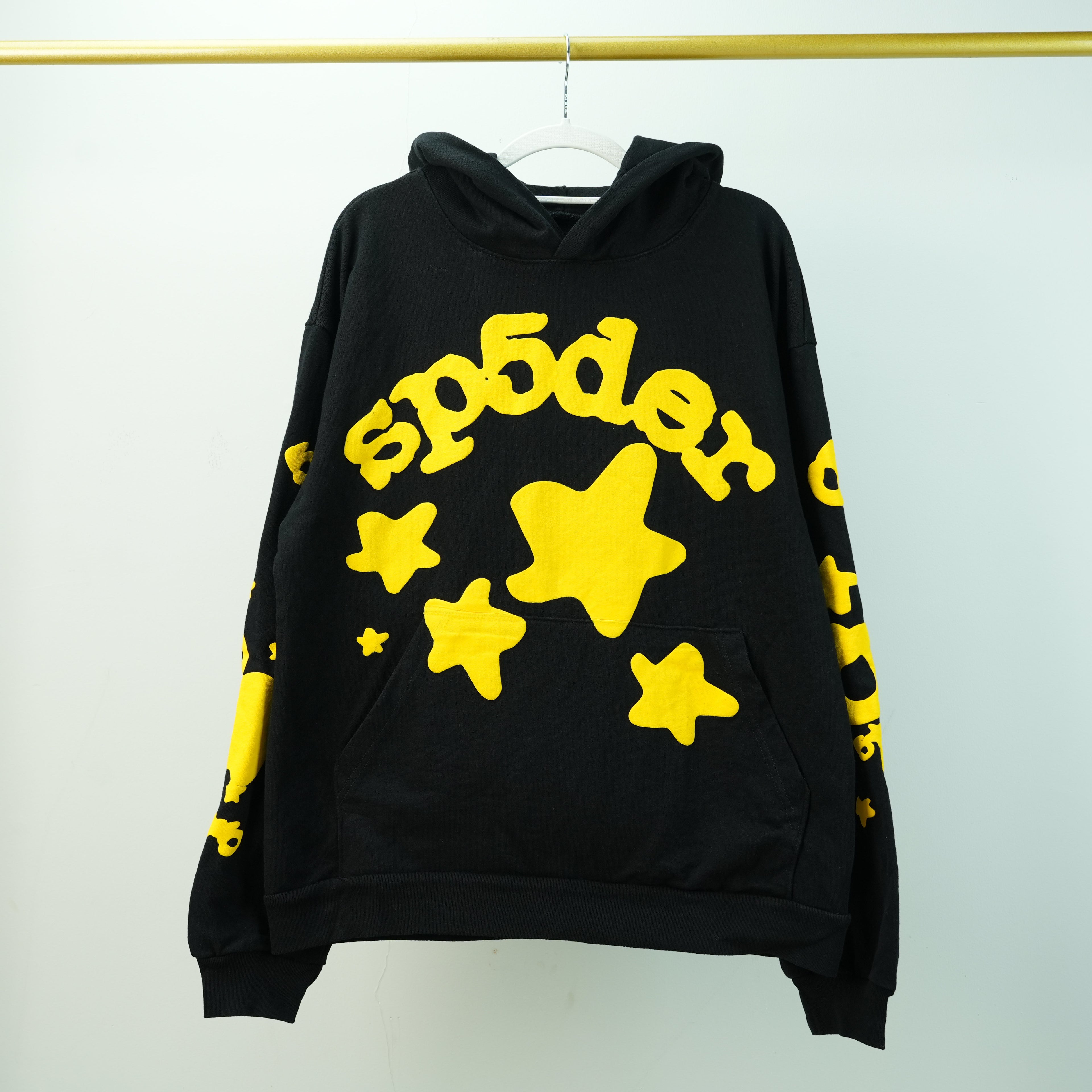BLACK AND YELLOW WEB HOODIE
