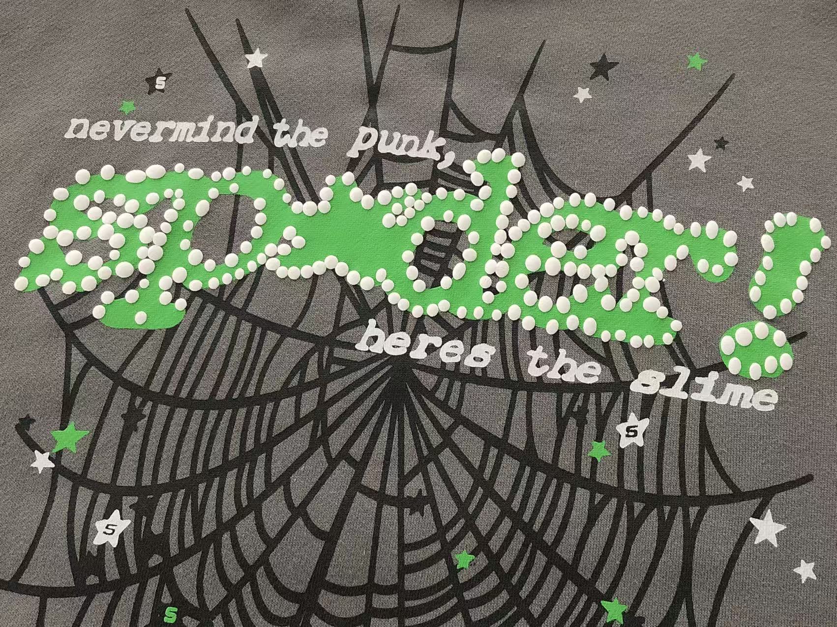 Grey and Green Web Hoodie