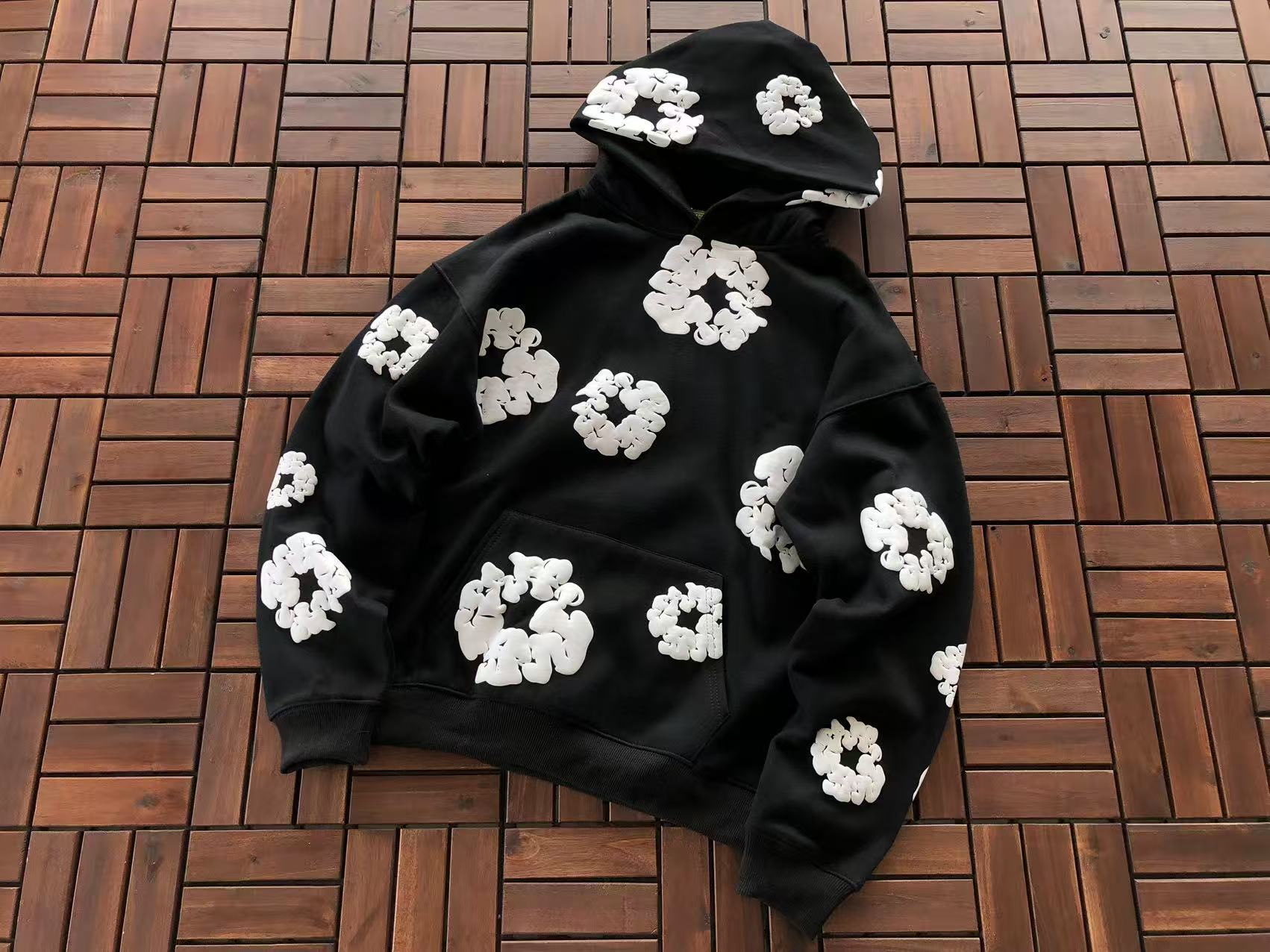Black and White Wreath Tear Hoodie