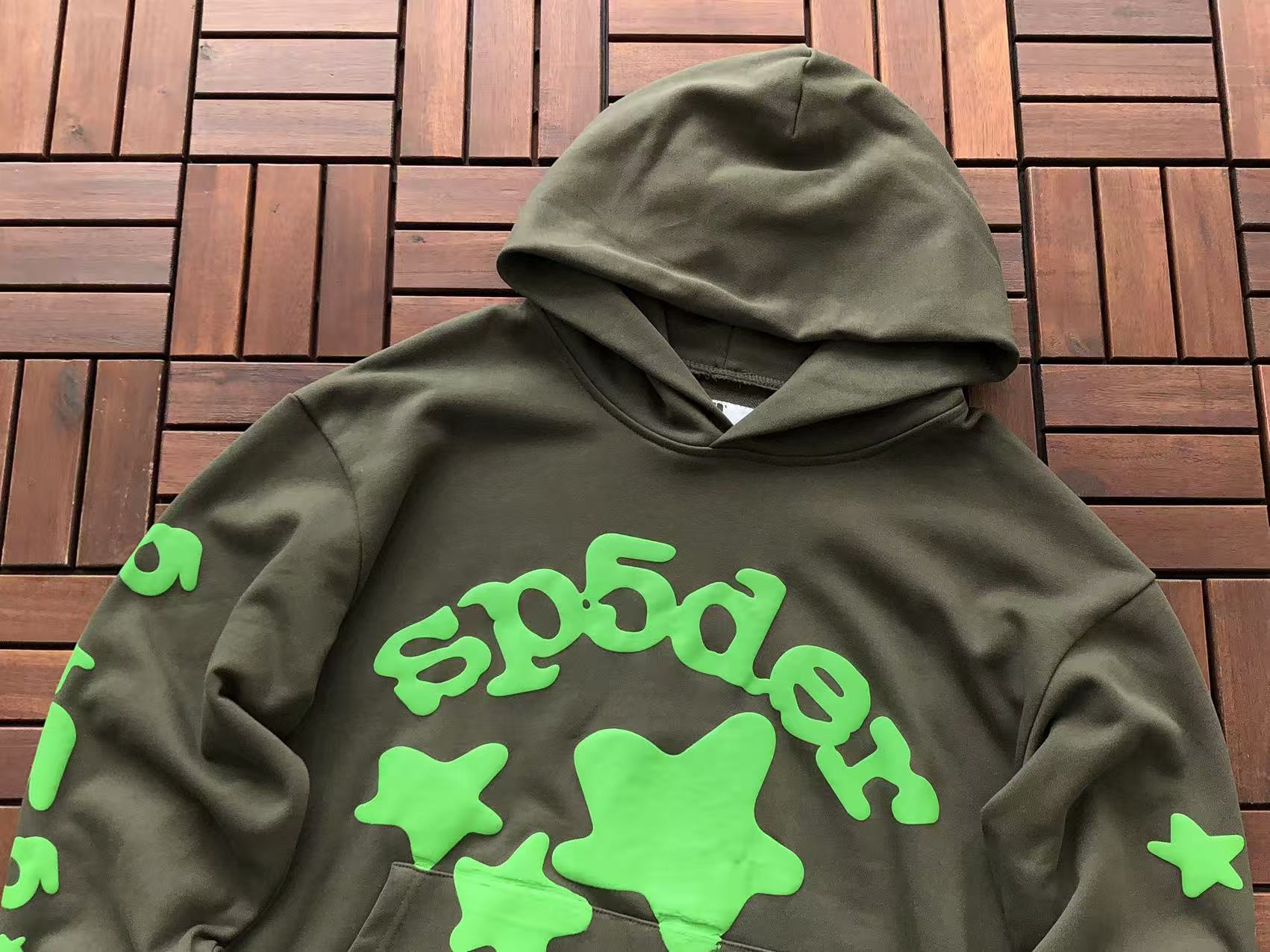 Brown and Green Web Hoodie