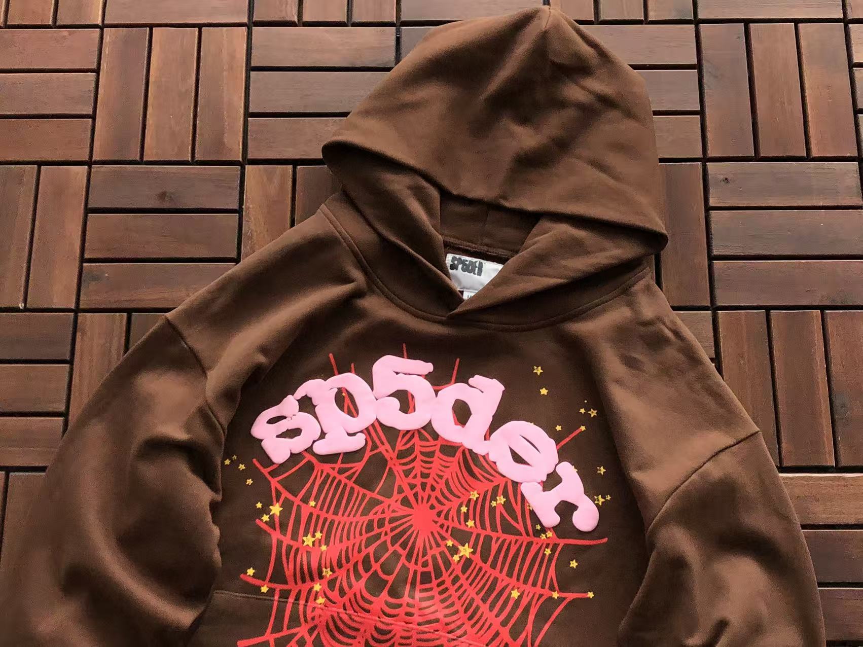 Brown and Pink Web Hoodie