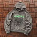 Grey and Green Web Hoodie